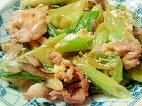 旬の食材で簡単調理～豚肉と葉玉ねぎと筍の卵とじ炒め